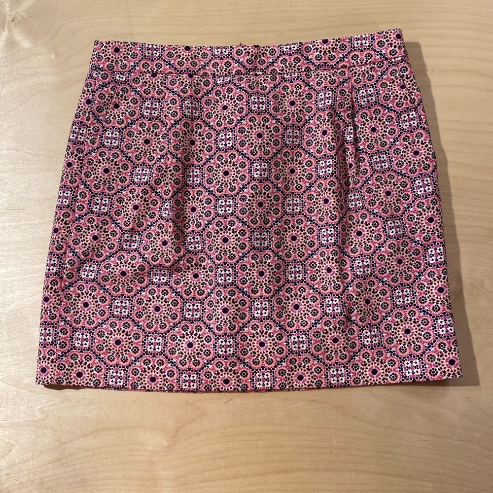 J. Crew Pink and Black Patterned Mini Skirt 8 (HM)